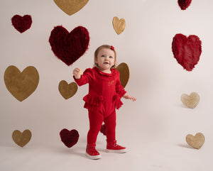 HARLEY red sparkle frill romper