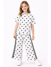 Load image into Gallery viewer, Girls white/black polka print Set