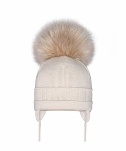 Beige pom pom Hat