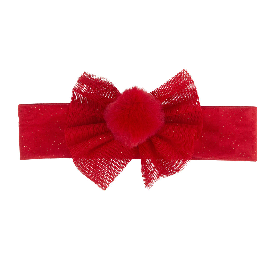 HALLIE red sparkle fur headband