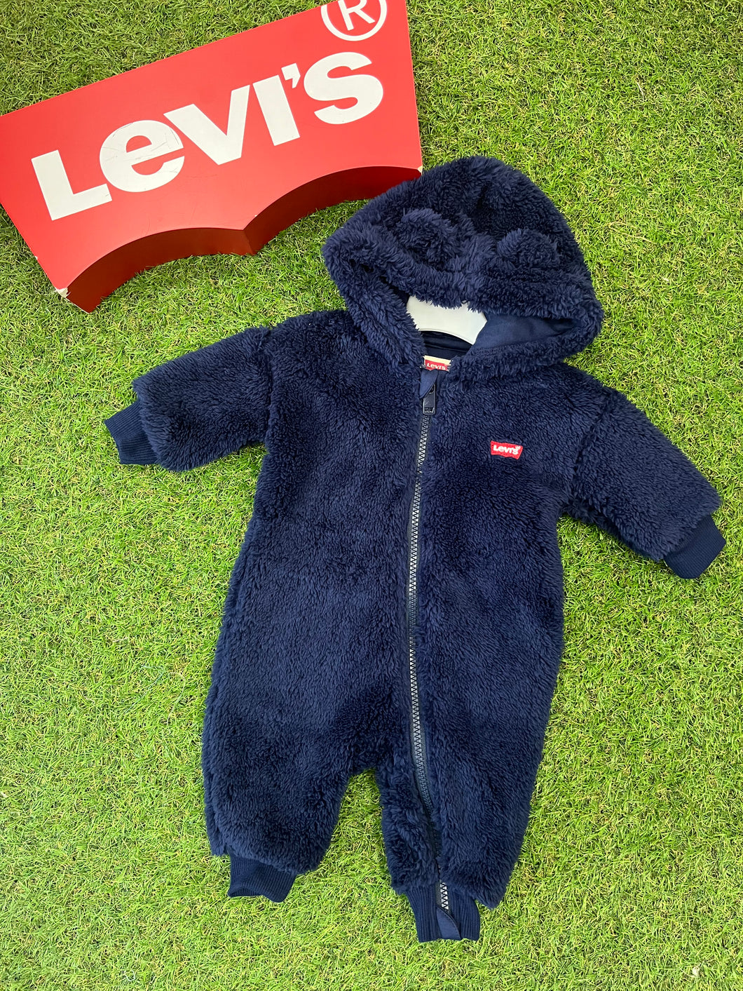 AW baby levis soft teddy onesie - navy