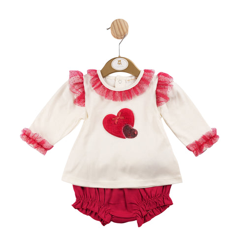 Mb6205 red heart frilly pant Set