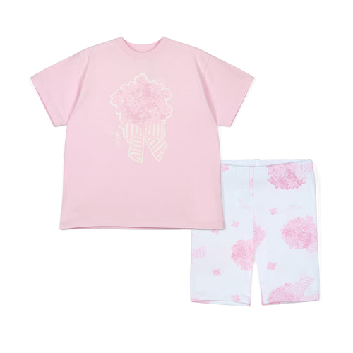 CAMILA soft pink floral cycling short Set