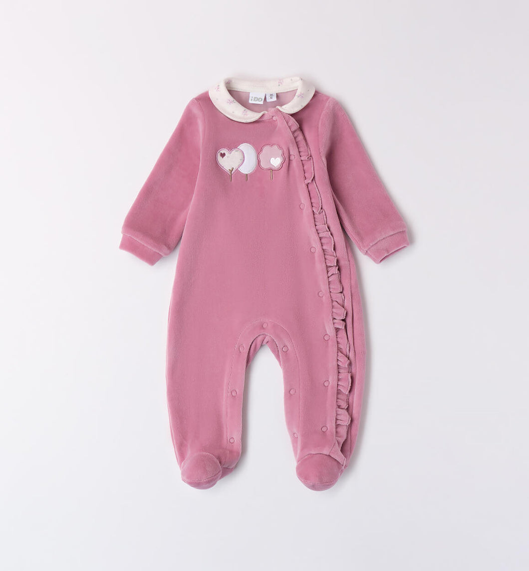 AW iDo baby girls velour babygrow - giftbox