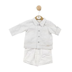 Mintini gingham soft shirt & short set - pale grey