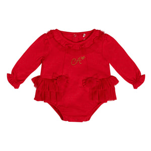 HARLEY red sparkle frill romper