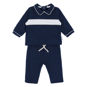 BB AW24 boys navy jersey 2piece Set