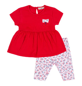 Baby EMC red cherry print legging Set