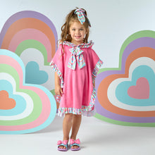 Load image into Gallery viewer, BUBBLES pink heart towel poncho
