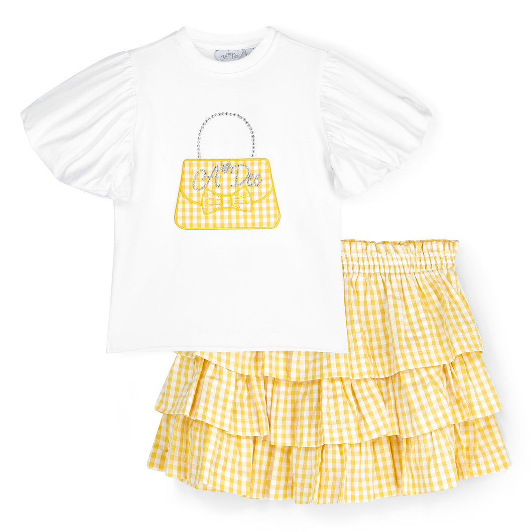 DOLORES check skirt & handbag T Set