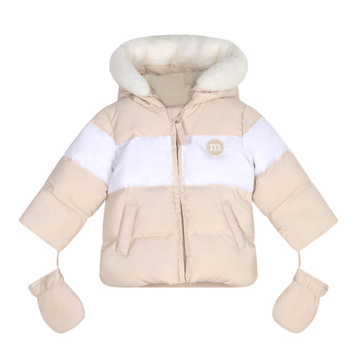 DAN beige white padded Jacket with mitts