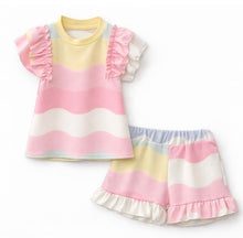 Load image into Gallery viewer, Girls pastel pink multi frill Short Set - SIZE UP(small fitting)