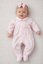 Load image into Gallery viewer, Baby girls bow print Babygrow - in giftbox