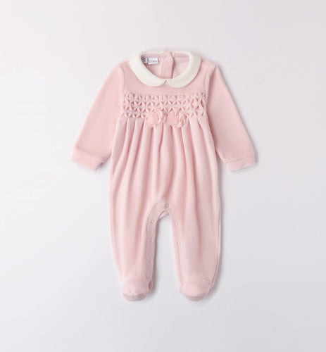 AW iDo baby girls pink velour babygrow