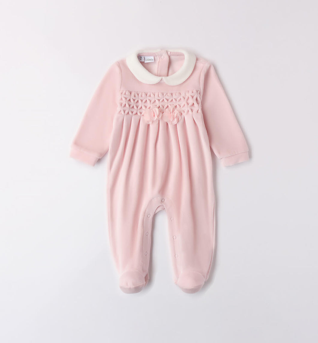 AW iDo baby girls pink velour babygrow