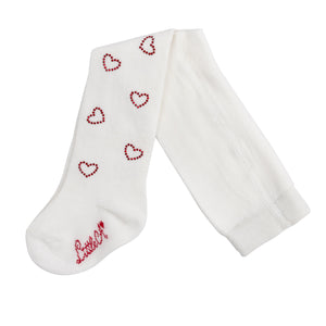 HAZEL diamante heart tights - snow white