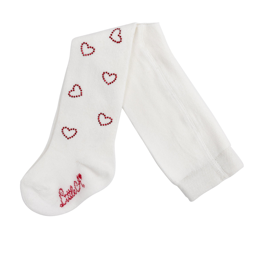 HAZEL diamante heart tights - snow white