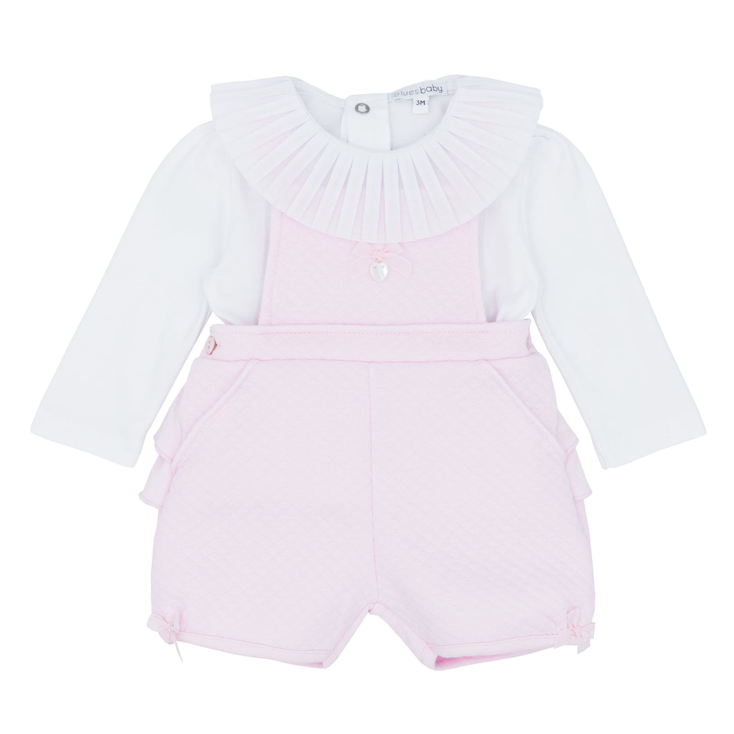 BB AW soft pink quilted dungaree Set