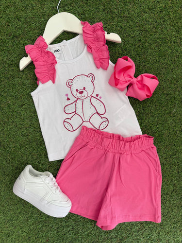 Girls teddy frill short Set