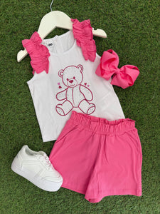 Girls teddy frill short Set