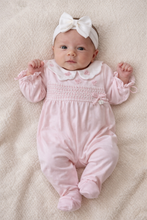 Load image into Gallery viewer, Baby girls soft pink smock babygrow - in giftbox