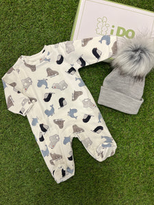 AW iDo baby boy soft print babygrow