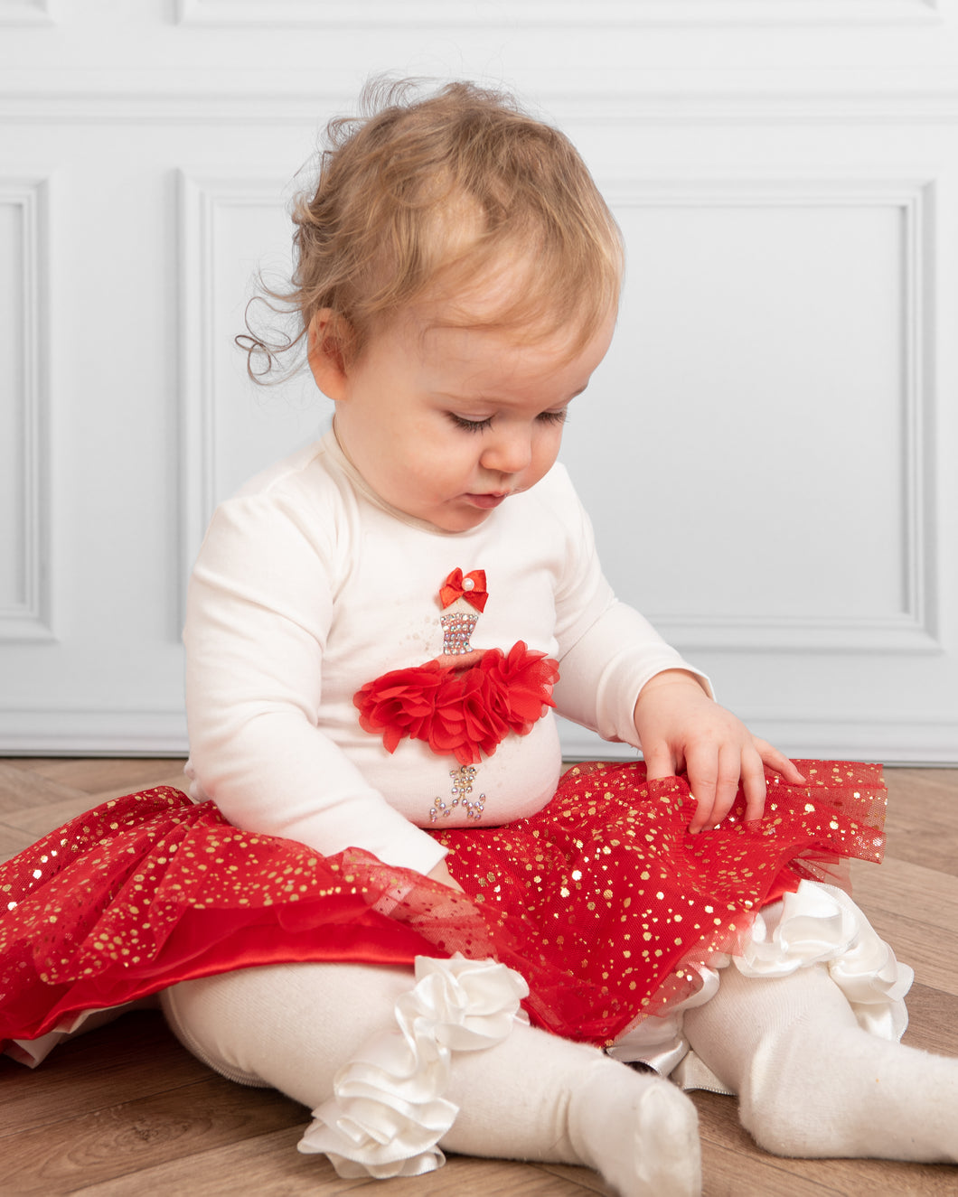 AW red baby sparkle tutu Set