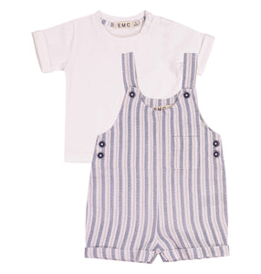 Baby boy EMC soft stripe Dungaree Set