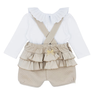 BB AW soft quilted dungaree Set - beige