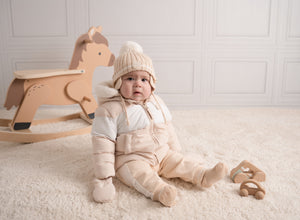 DAN beige white padded Jacket with mitts