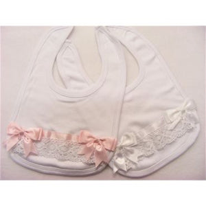 Soft satin bow frill bib - PINK