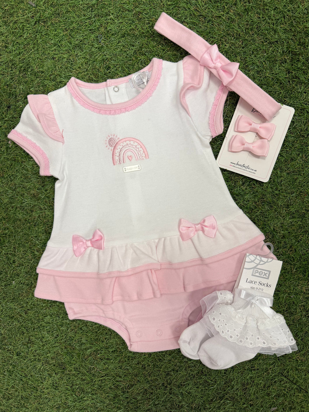 Girls soft rainbow romper & headband