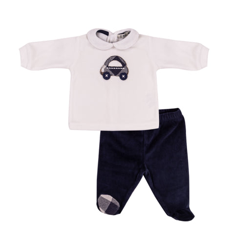 EMC baby boys velour 2piece set - in giftbox