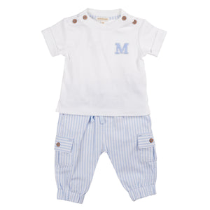 MB6318 soft stripe trouser Set blue