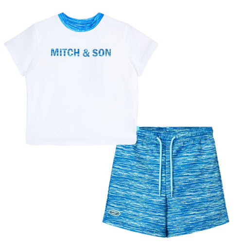HUGO/HAROLD blue stripe swim short & tshirt Set