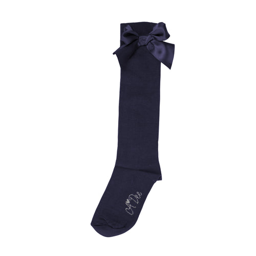 BINKY navy bow knee high socks