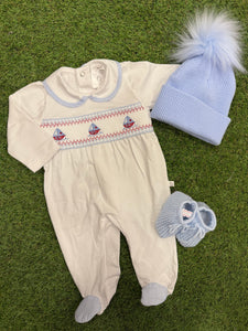 Boys cotton boat babygrow - in giftbox