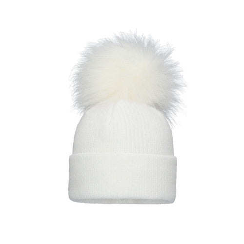 PomPom envy white knit single pom Hat