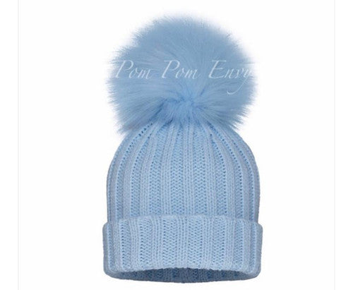 PomPom Envy single pom knit hat - blue