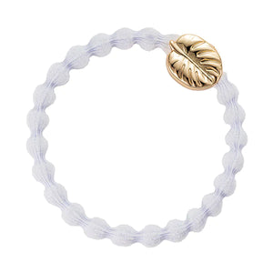 White woven - gold leaf charm