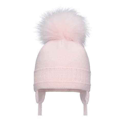 Pink single cable knit Pom