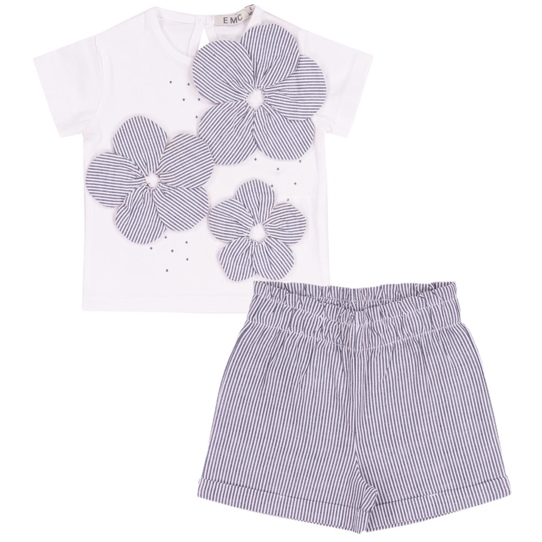 Baby EMC flower stripe short Set