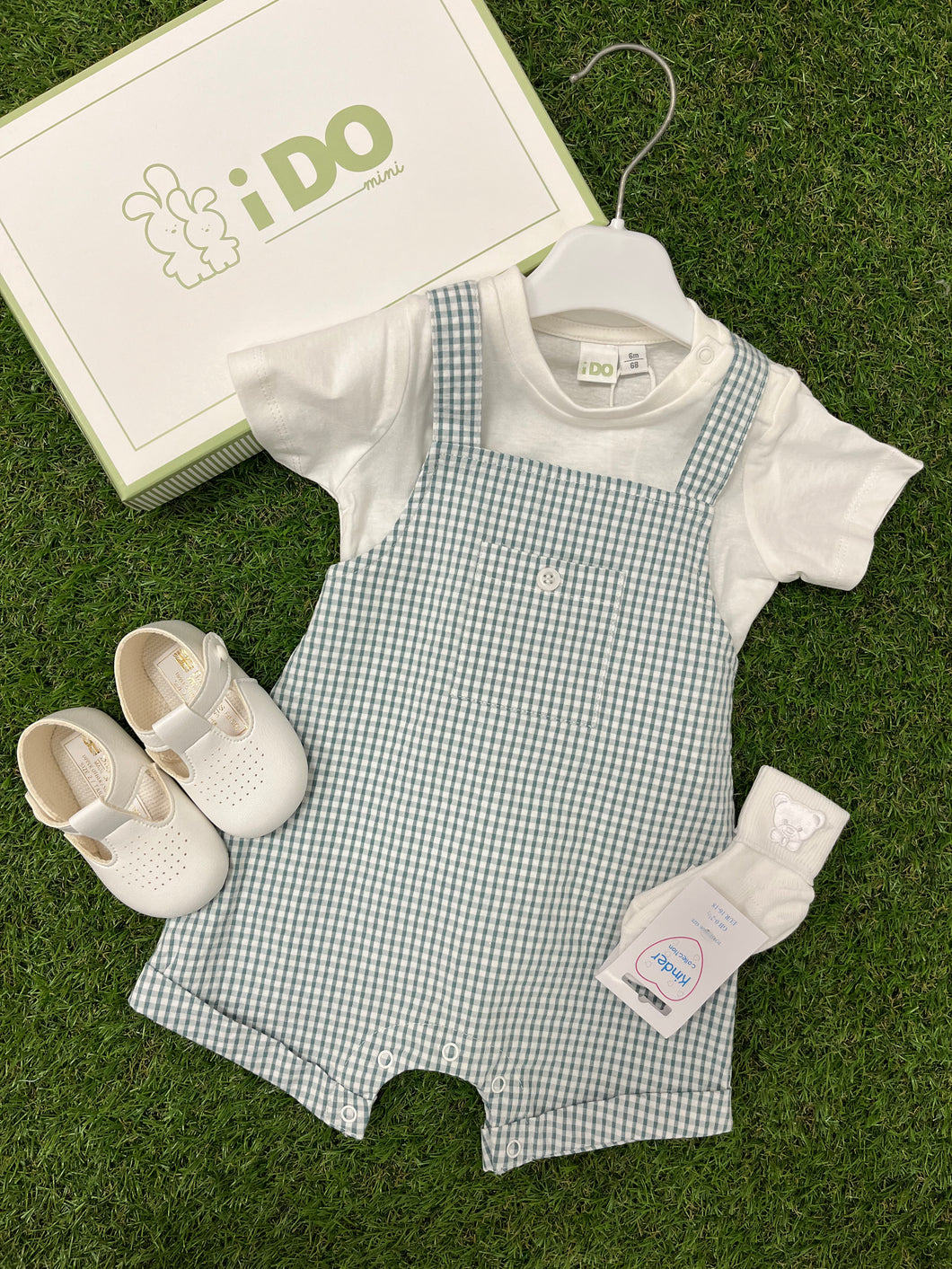 IDo Baby boy check dungaree Set