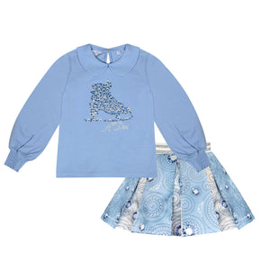 PHILLIS blue ice Skirt Set