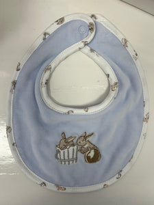 Deolinda blue bunny velour bib