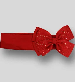 Soft touch red bow glitter baby headband