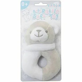 Soft white/grey baby rattle