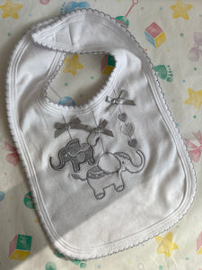 Soft touch white/grey bib