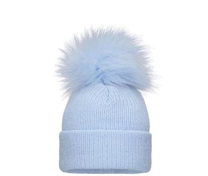 Single Pom baby blue knit