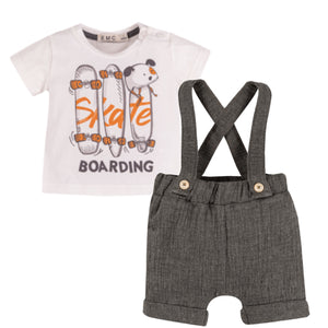 Baby boys soft jersey dungaree set